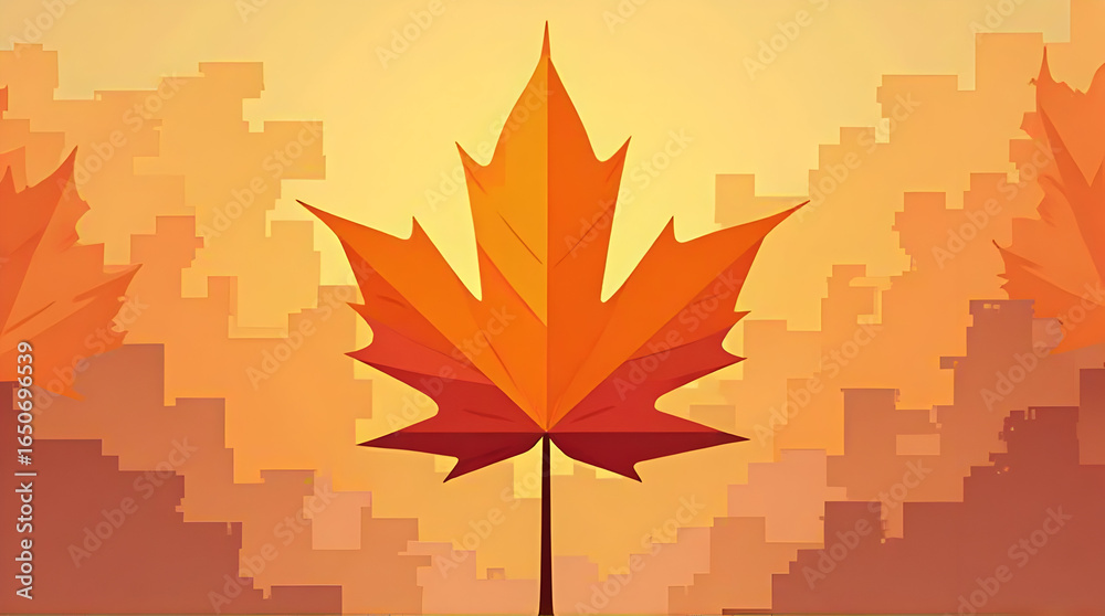 Fototapeta premium Stylized Maple Leaf Illustration with Warm Autumnal Colors