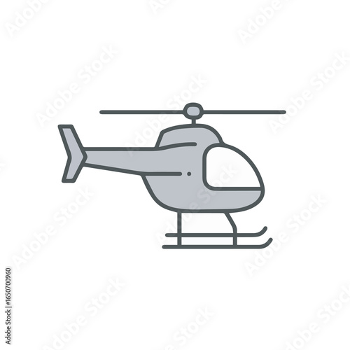 Vector illustration of a helicopter with a sleek design, representing aviation, transportation, and aerial technology