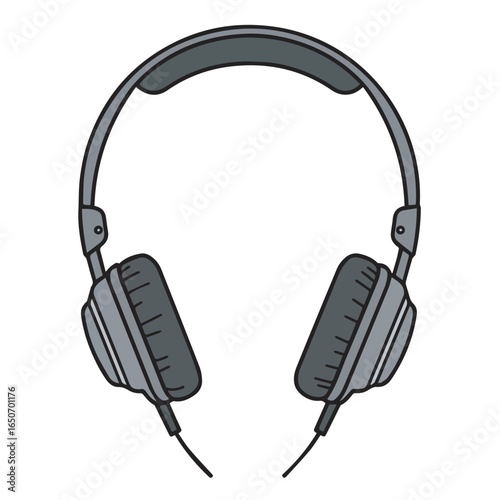 Vector illustration of over-ear headphones, representing music, audio equipment, and entertainment