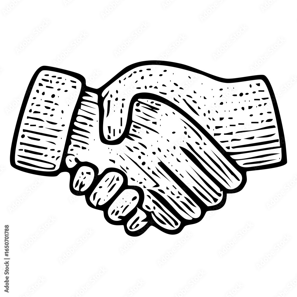 Obraz premium Handshake eco deal eco icon hand-drawn vintage sketch vector