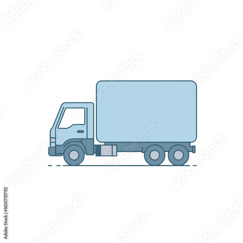 Vector illustration of a blue delivery truck, representing transportation, logistics, and shipping