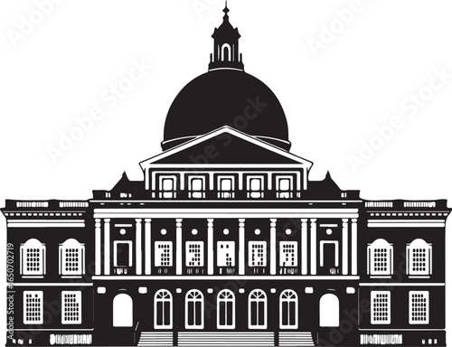 Grand classical building silhouette with dome and columns