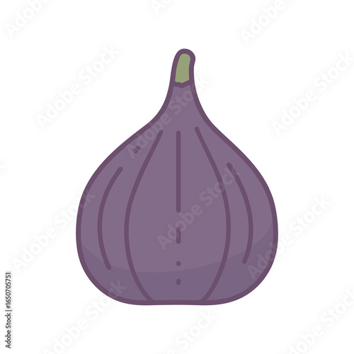 Purple Fig Fruit Cartoon Vector Icon Illustration. Fruit Food Object Icon Concept Isolated Premium Vector. Flat Cartoon Style