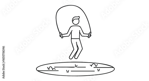 Outline of a person jumping rope in a park, engaging in a cardio workout