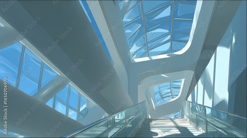 Obraz premium Abstract Composition of Modern Public Transit Architecture Interior