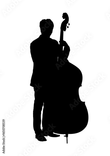Jazzman with double bass silhouette
