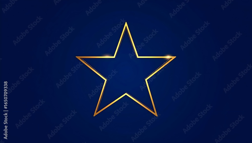 Obraz premium Minimalist Gold Star Outline on Dark Blue Cosmic Background