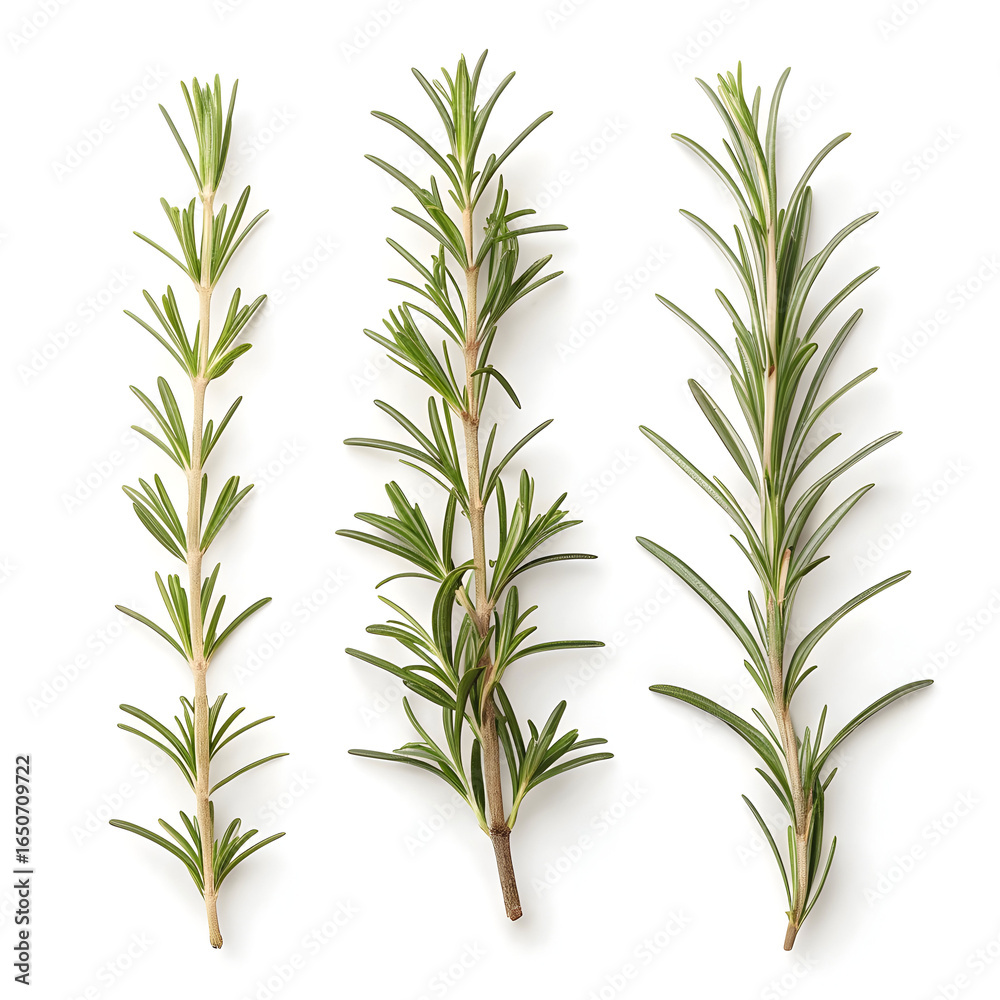 Obraz premium Dried rosemary sprigs isolated on white background, used in cooking, aromatherapy, herbal