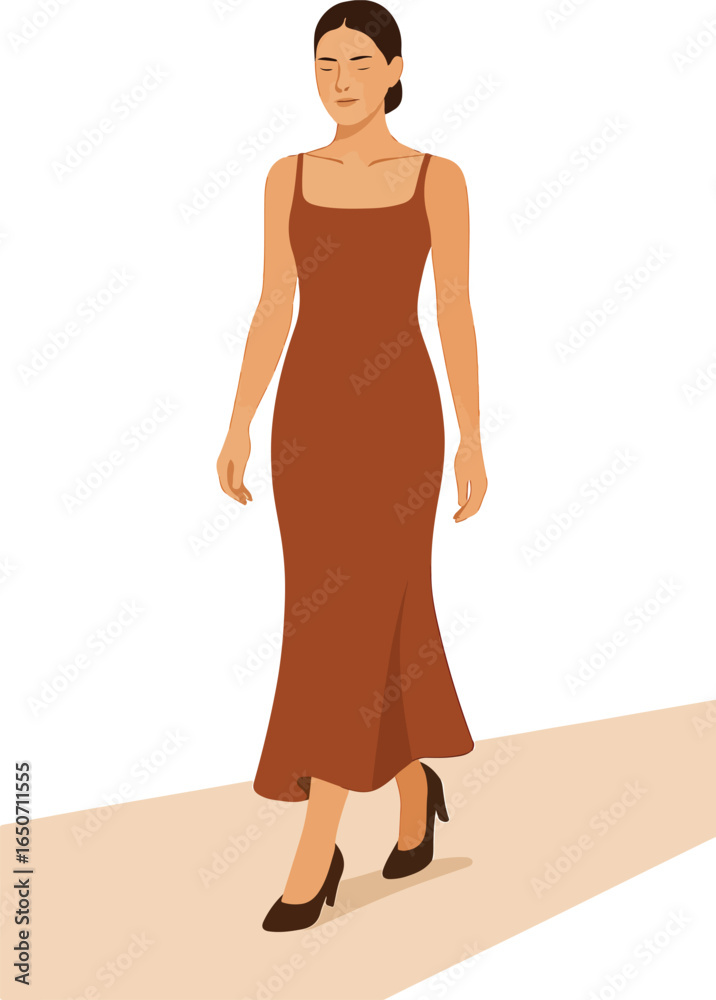 Fototapeta premium Model walking on a runway Illustration