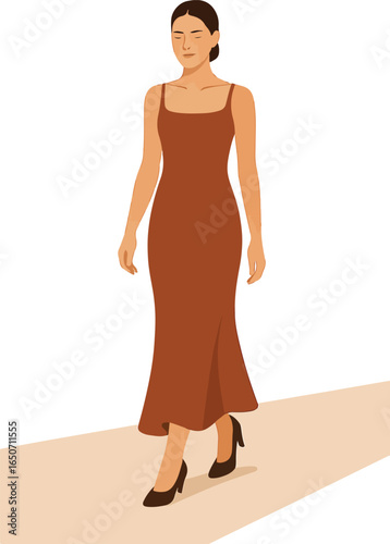 Model walking on a runway Illustration