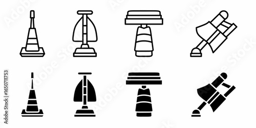 Vacuum machine. Vector collection of vacuum machine icon illustrations. Black icon design.