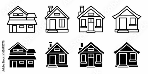 House. Vector collection of house icon illustrations. Black icon design.