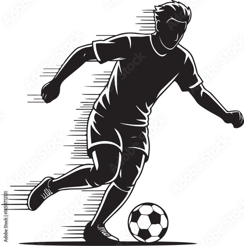 Dynamic soccer player action kick ball motion speed sport