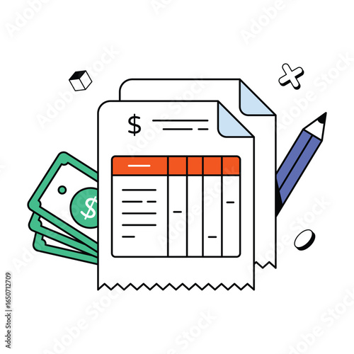 Invoice Payment Flat illustration. EPS 10 File