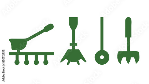 Garden tools set vector illustration on white background with shovel and plant icon
