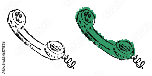 Grunge sketch telephone vector. A hand-drawn, distressed telephone illustration, ideal for conveying a message, announcement, or public communication with a vintage, edgy, and rough aesthetic.