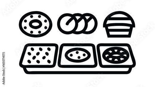 Needle thread and buttons sewing vector icons set
