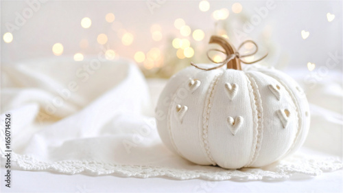 ハートの刺繍の布のかわいいハロウィンかぼちゃ