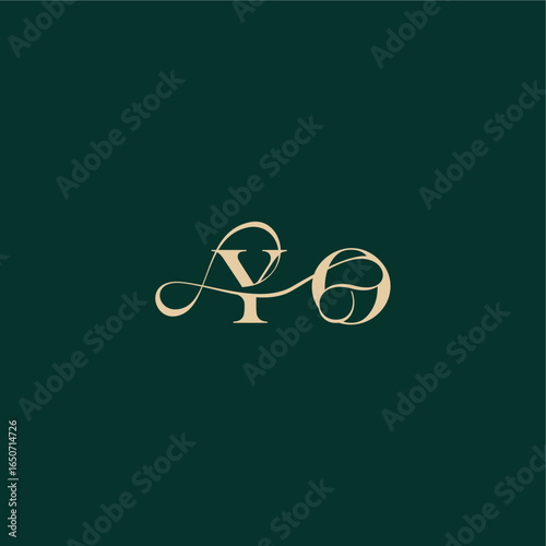 YO letter elegant style with wavy line organic curve wedding monogram initial logo design