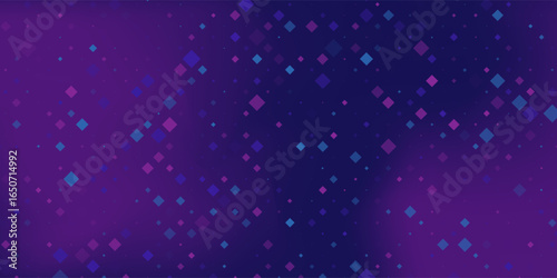Purple abstract pixel texture bg video screen. Tv pattern background with square noise effect. Futuristic broadcast neon gradient banner for television.