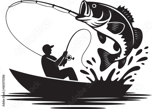 Angler battles leaping bass from boat in dynamic fishing scene