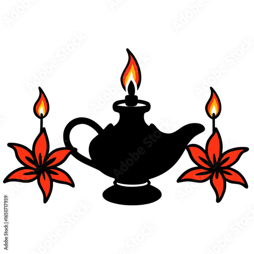 A Beautiful Ornate Oil Lamp Filled with Glowing Aura
