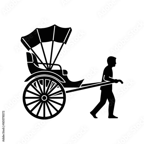 Rickshaw Silhouette Icon Vector