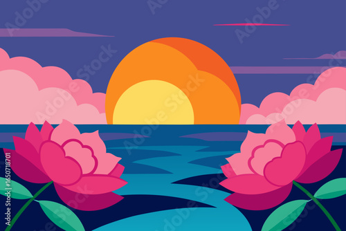 This Image Captures a Stunning Sunset Over the Ocean