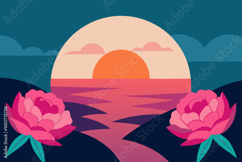 This Image Captures a Stunning Sunset Over the Ocean