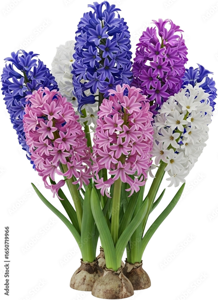 Fototapeta premium Cute colorful spring flowers asset transparent background