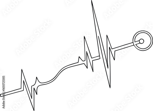 Dynamic heartbeat line with circular gauge symbolizes health, vitality, and medical monitoring, conveying crucial data.