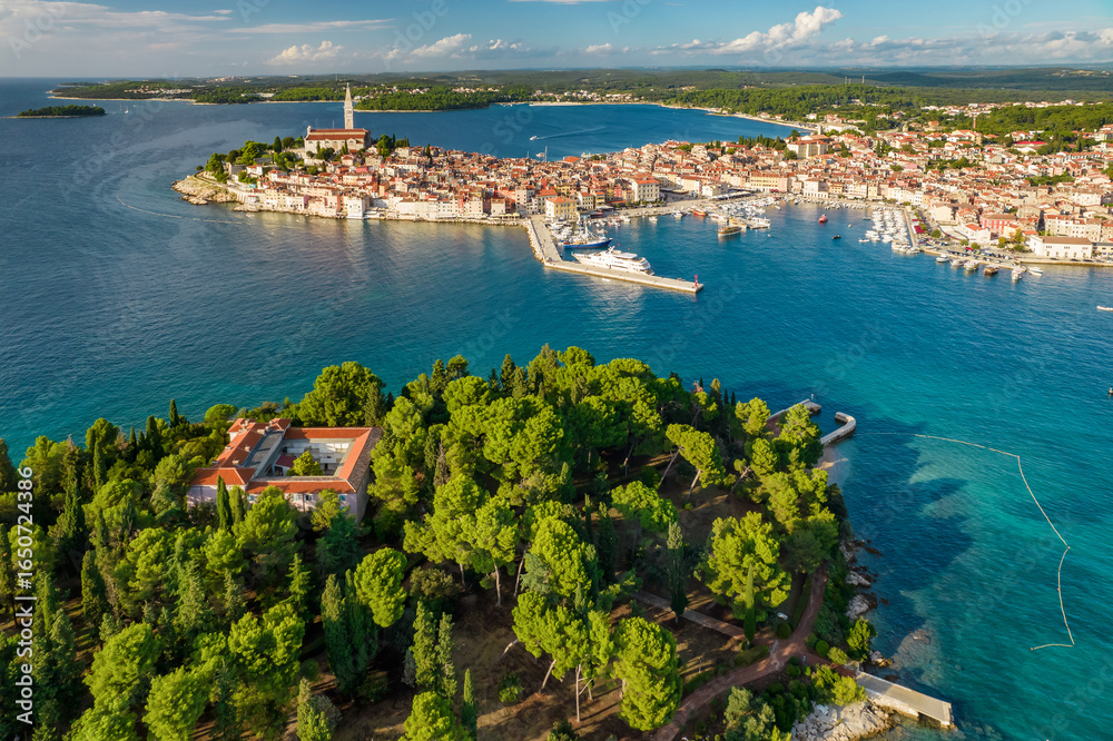Fototapeta premium Aerial View Of The Rovinj Old Town, Adriatic Sea, Istria Peninsula, Croatia