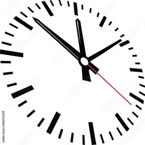 Modern minimalist clock face with bold hour markers and precise timekeeping hands
