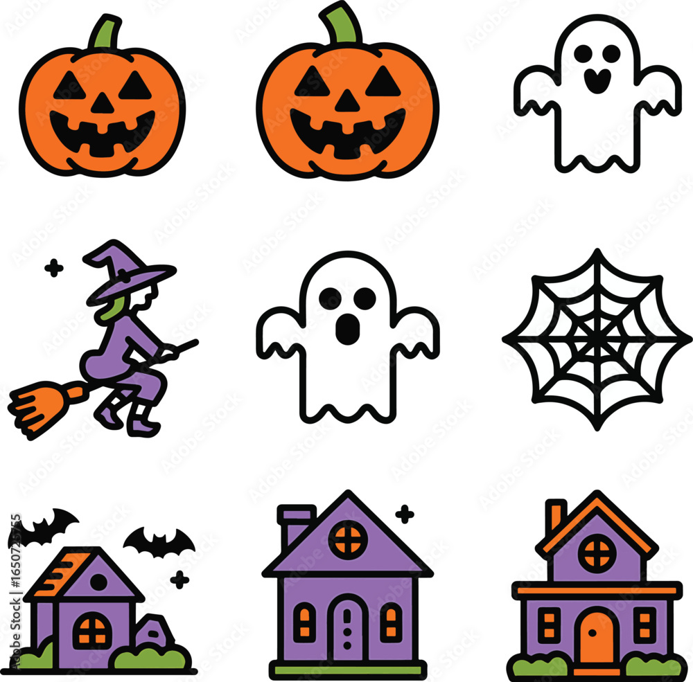 Obraz premium halloween icons bundle set transparent background