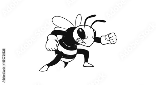 This fierce honey bee ready for battle with a determined stance and clenched fists