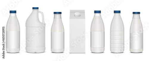 Set of vector milk containers