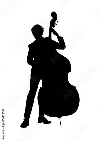 Jazzman with double bass silhouette