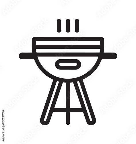 Black and White BBQ Grill With Steam Lines