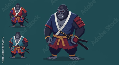 Vector Illustration of Gorilla Samurai Warrior Artwork