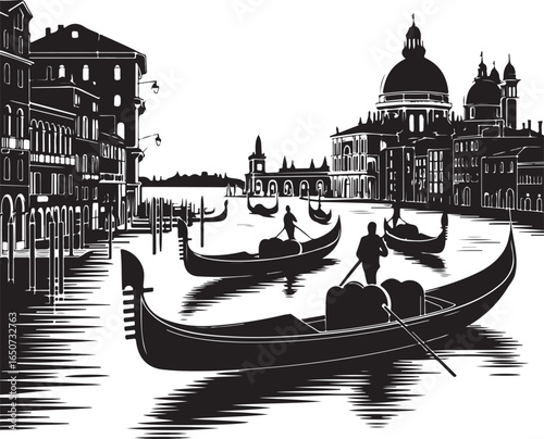 Iconic Venice canal scene with gondolas and historic architecture