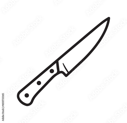 Black and White of a Knife with Three Handle Rivets
