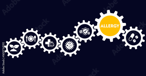 Allergy icon collection set with cosmetic, perfume, cough, sneeze, nasal spray, allergy, drug allergy, food allergy