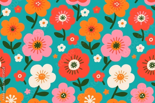 Wallpaper Mural Seamless floral pattern with pink flowers and leaves for wallpaper and fabric design Torontodigital.ca