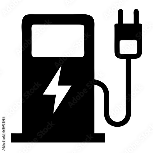 Electric vehicle charging station icon ev charger symbol plug in point for car battery power
