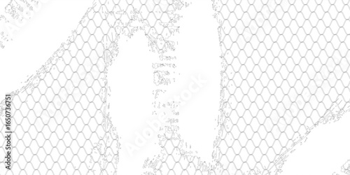Fishing net with floats  curved by a wave. Graphic line art hand drawn on the theme of sea and fishing in black and white ink. background good art