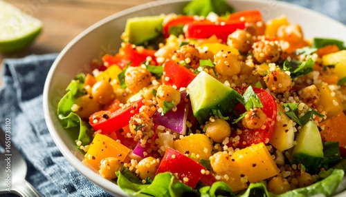 Colorful couscous salad fresh vibrant ingredients healthy eating nutritious meal high quality professional