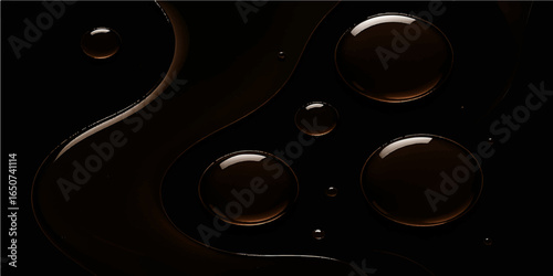 Vector macro close-up of a shiny water droplet on a round black and white speaker button with an electric guitar and an old radio in the background