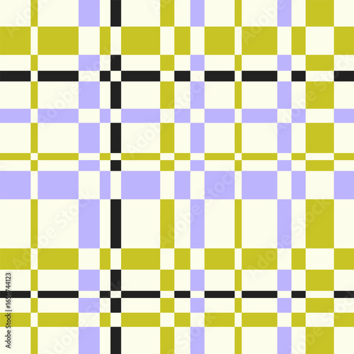 Abstract modern colorful summer seamless bright checkered pattern with offset lines on light background, simple vector illustration, flat style 