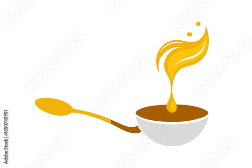 A Silver Spoon Holding Golden Honey Cup of Coffee