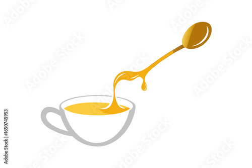 A Silver Spoon Holding Golden Honey Cup of Coffee